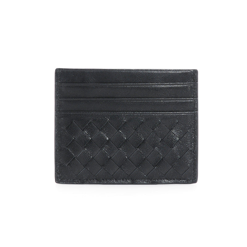 Men's Sheepskin Woven Genuine Leather Multi Portable Card Holder