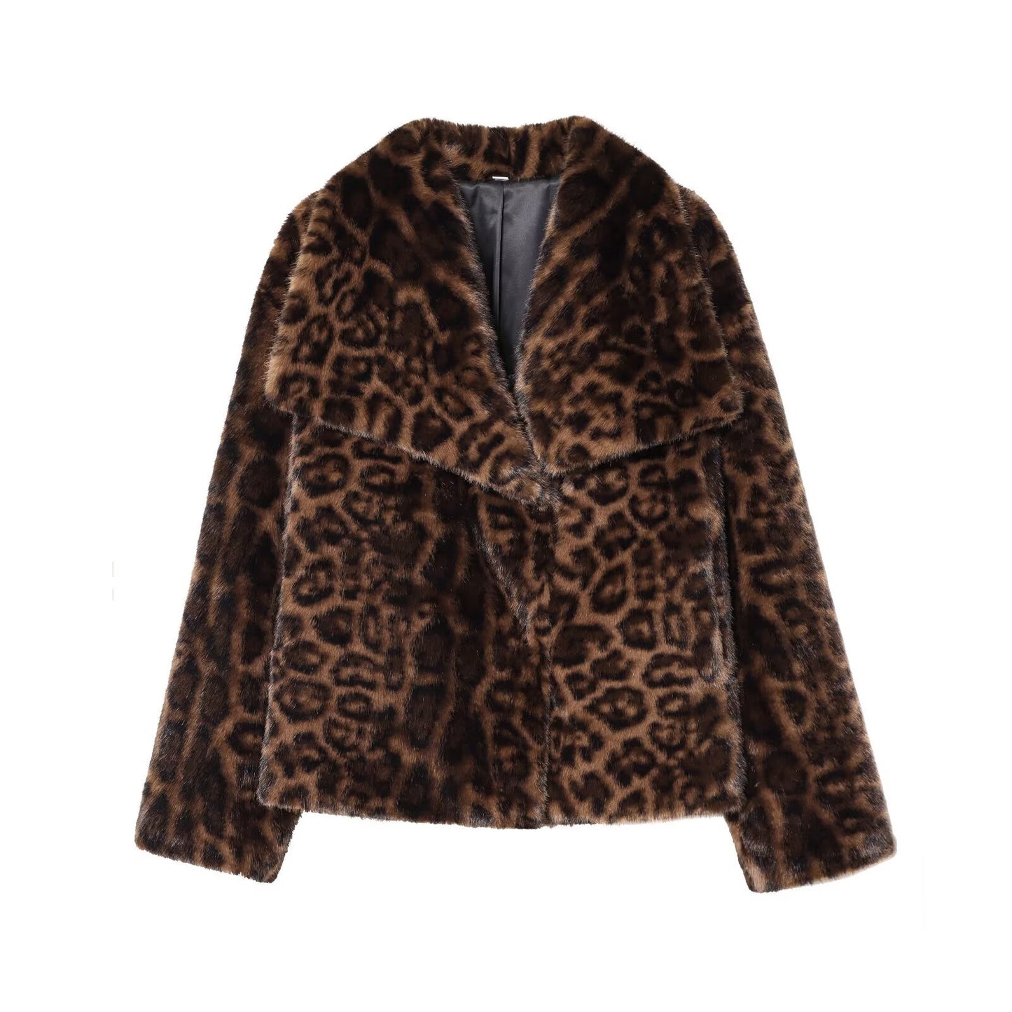 Women's Fashion Faux Leopard Fur Effect Jackets