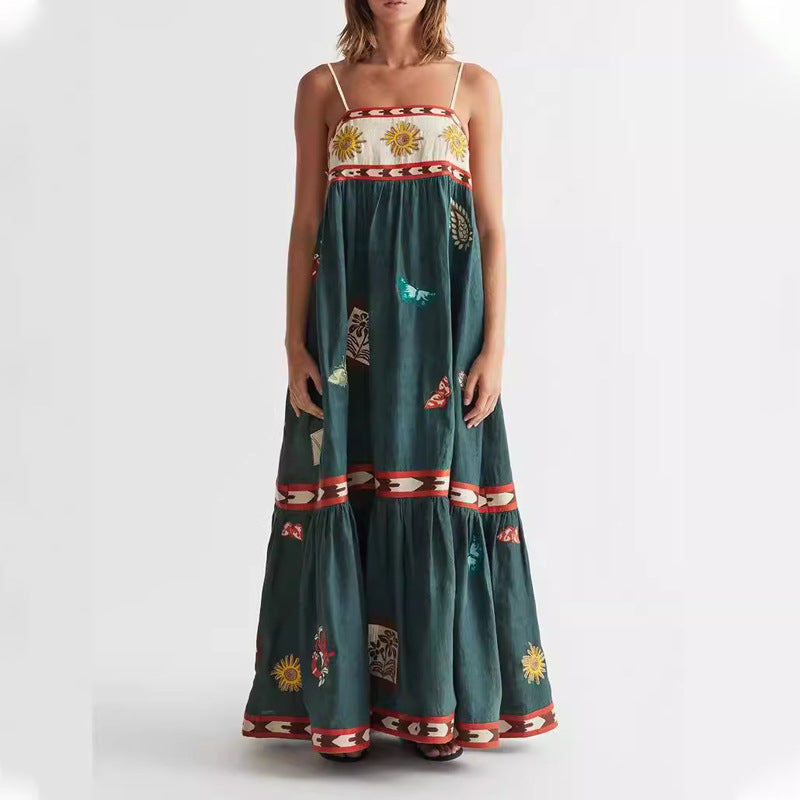 Women's Spring Sexy Sling Iti Printing Sleeveless Dress
