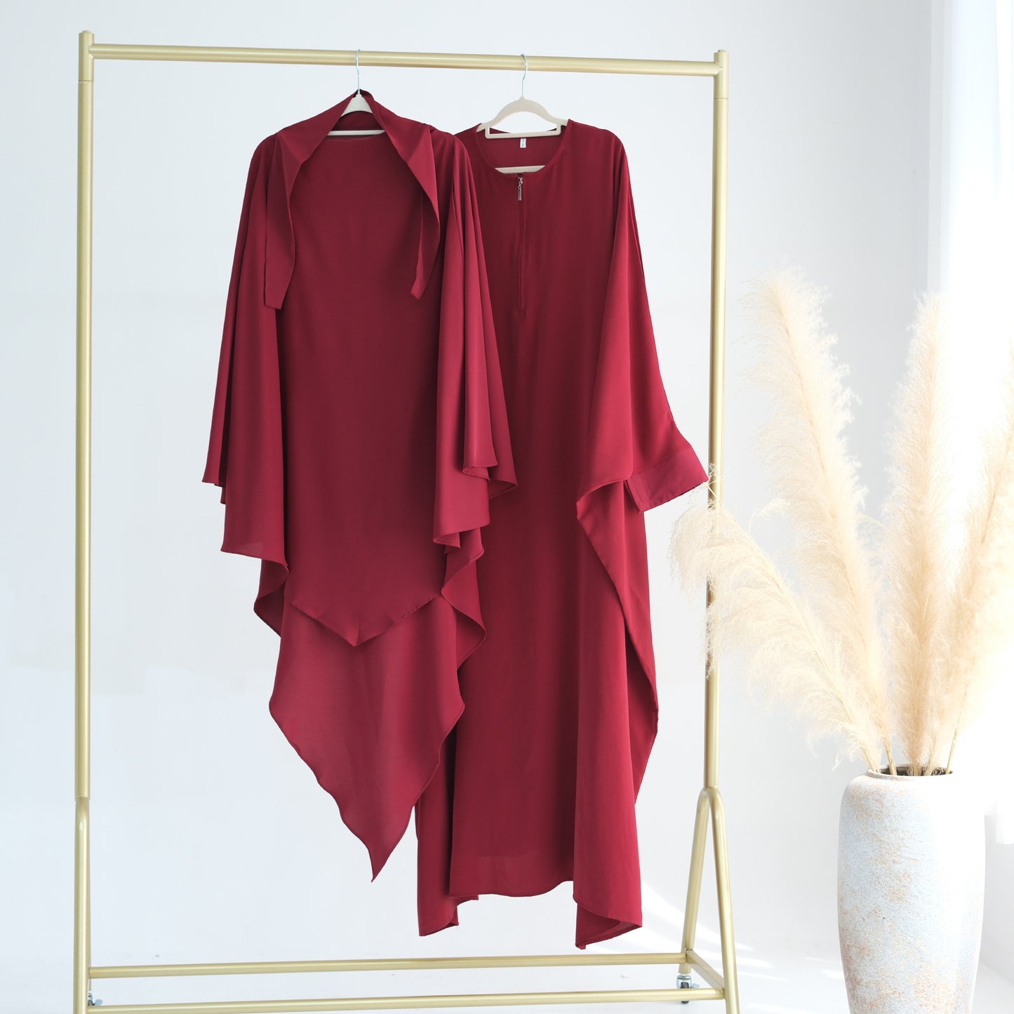 Swing Solid Color Batwing Sleeve Robe Dresses
