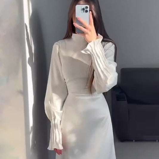 Pleated Waist Tight Design Sense Palace Dresses