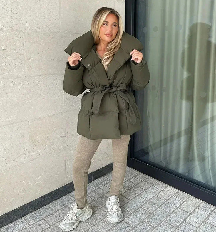 Women's Long Sleeves Waist Loose Solid Color Coats