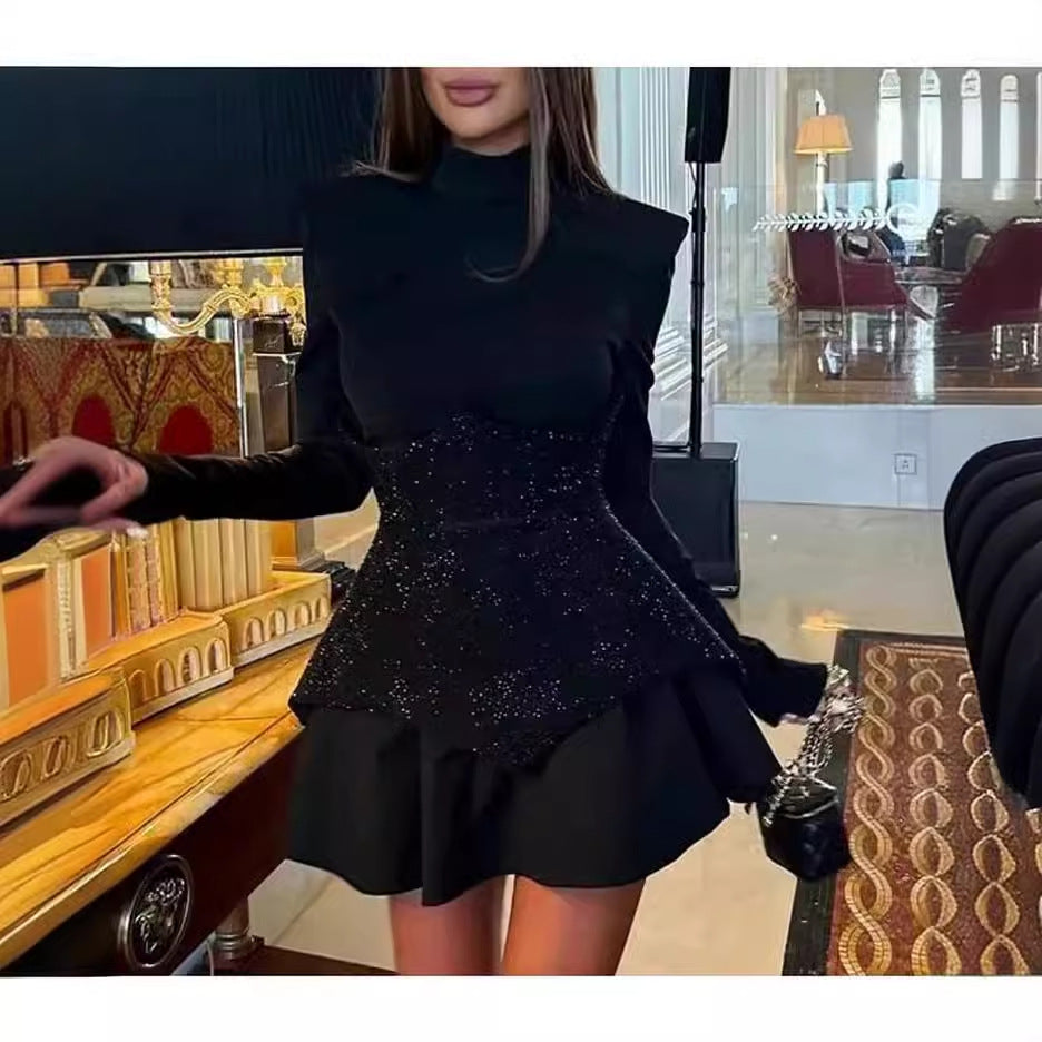 Long Sleeve Round Neck Sexy Party Dresses