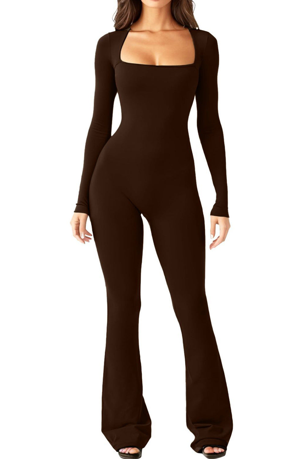 Women's Hip Lift Square Collar Wide Leg High Jumpsuits
