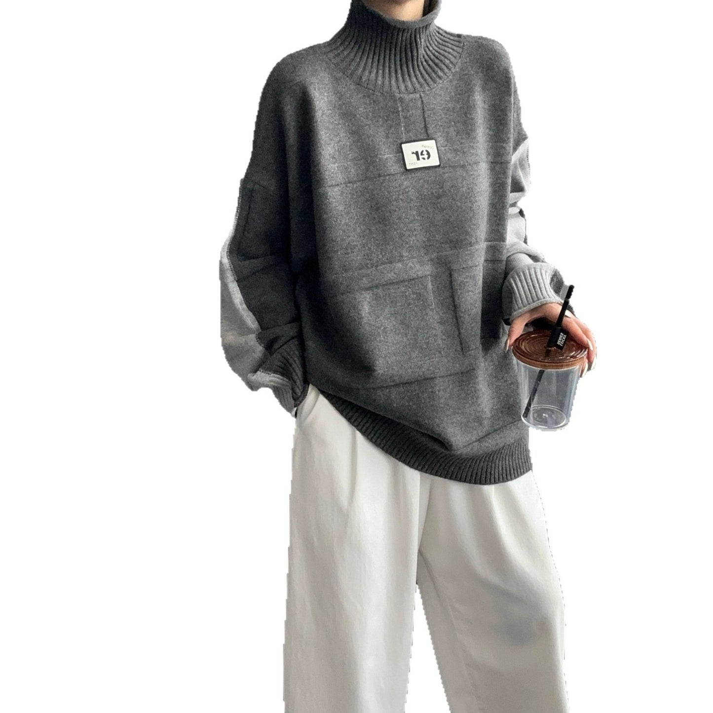 Pullover Loose Two-sided Wear Idle Style Large Version Outer Sweaters