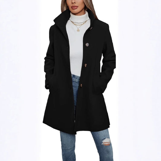 Women's Fashion Casual Thick Long Sleeves Woolen Coats