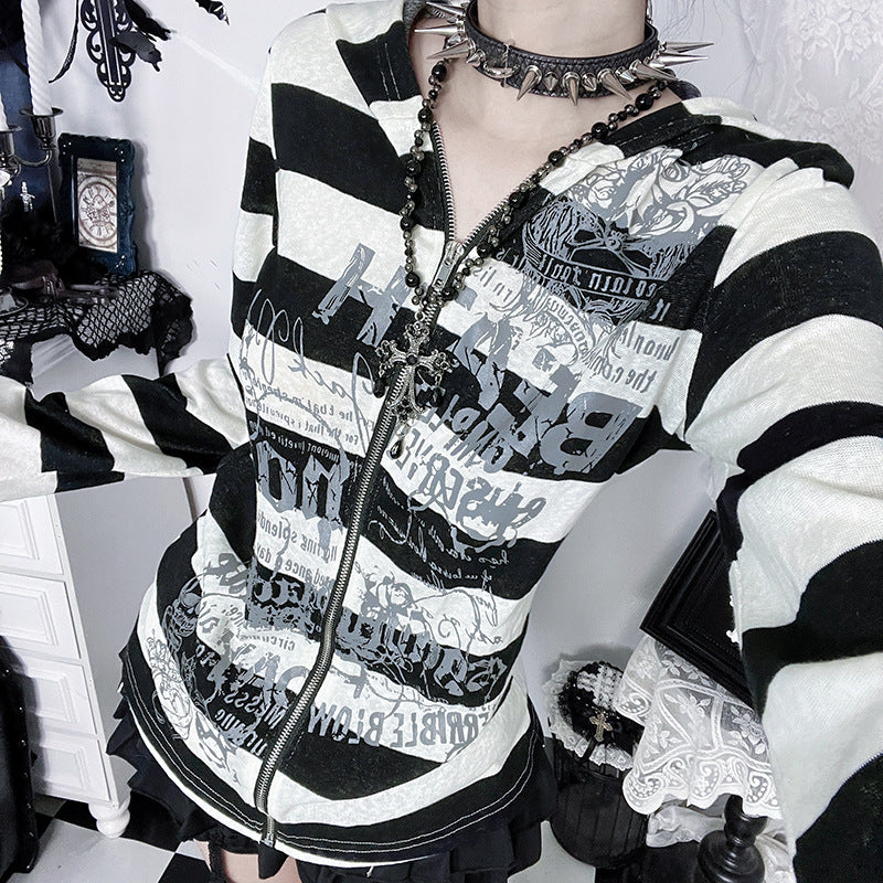 Dark Queen Mother Striped Gothic Long Sleeve Coats
