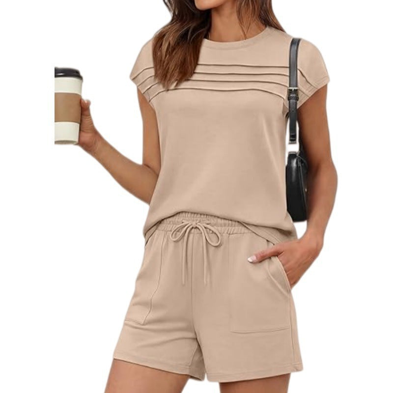 Women's Summer Stripes Solid Color For Fashion Casual Suit