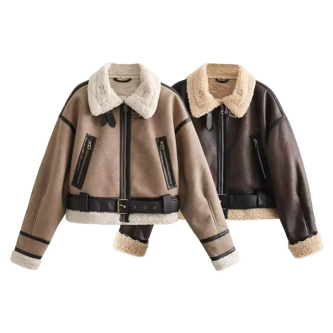 Women's Durable Fur One Retro Motorcycle Jackets