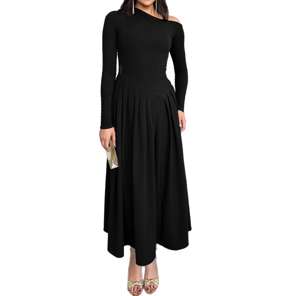Women's Elegant High Waist Long Sleeves Dress