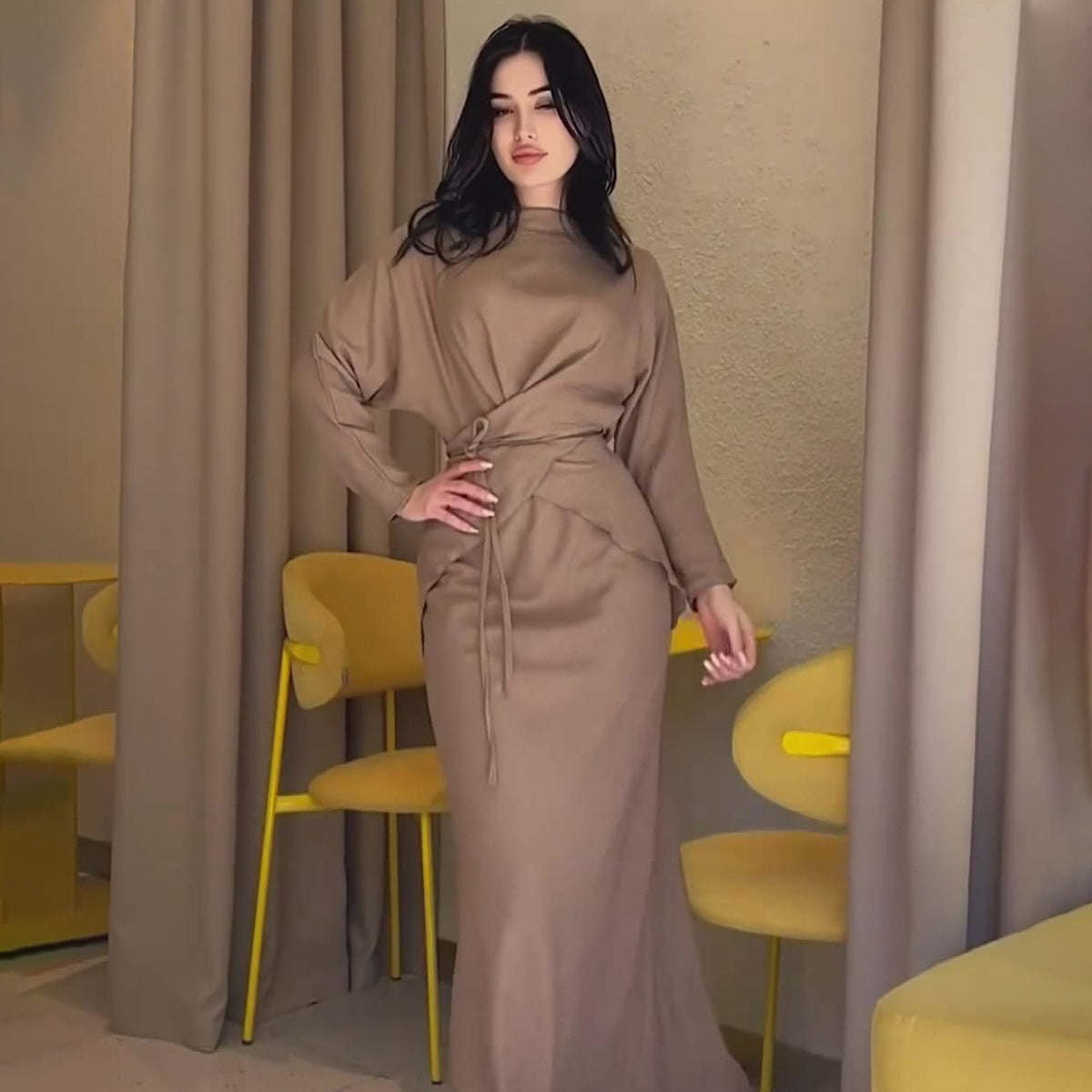 Women's Summer Solid Color Satin Cross Nipped Suits