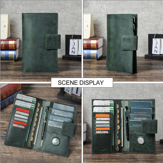 Angel Retro Crazy Horse Leather Genuine Passport Alarm Id Package