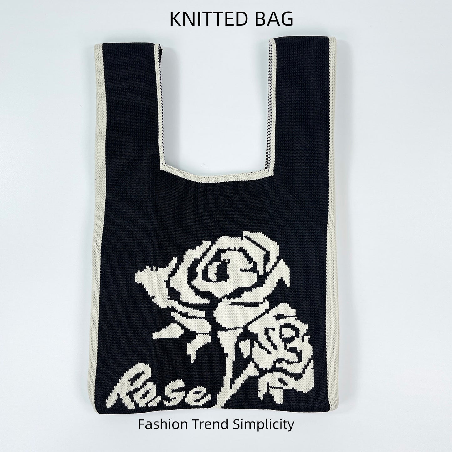 Women's Flower Knitted Large Capacity Totes Wrist Handbags