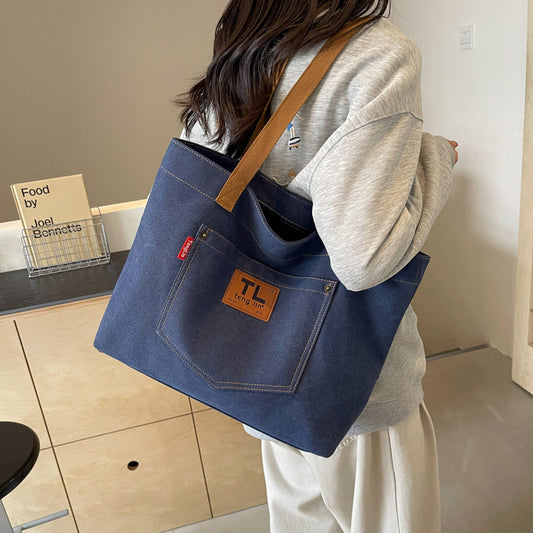 Large Capacity Canvas Commute Minimalist College Tote Bags