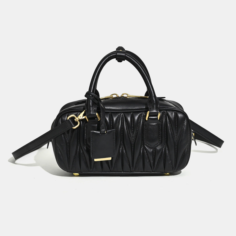 Women's Pleated Bowling Niche High-grade Boston Portable Handbags