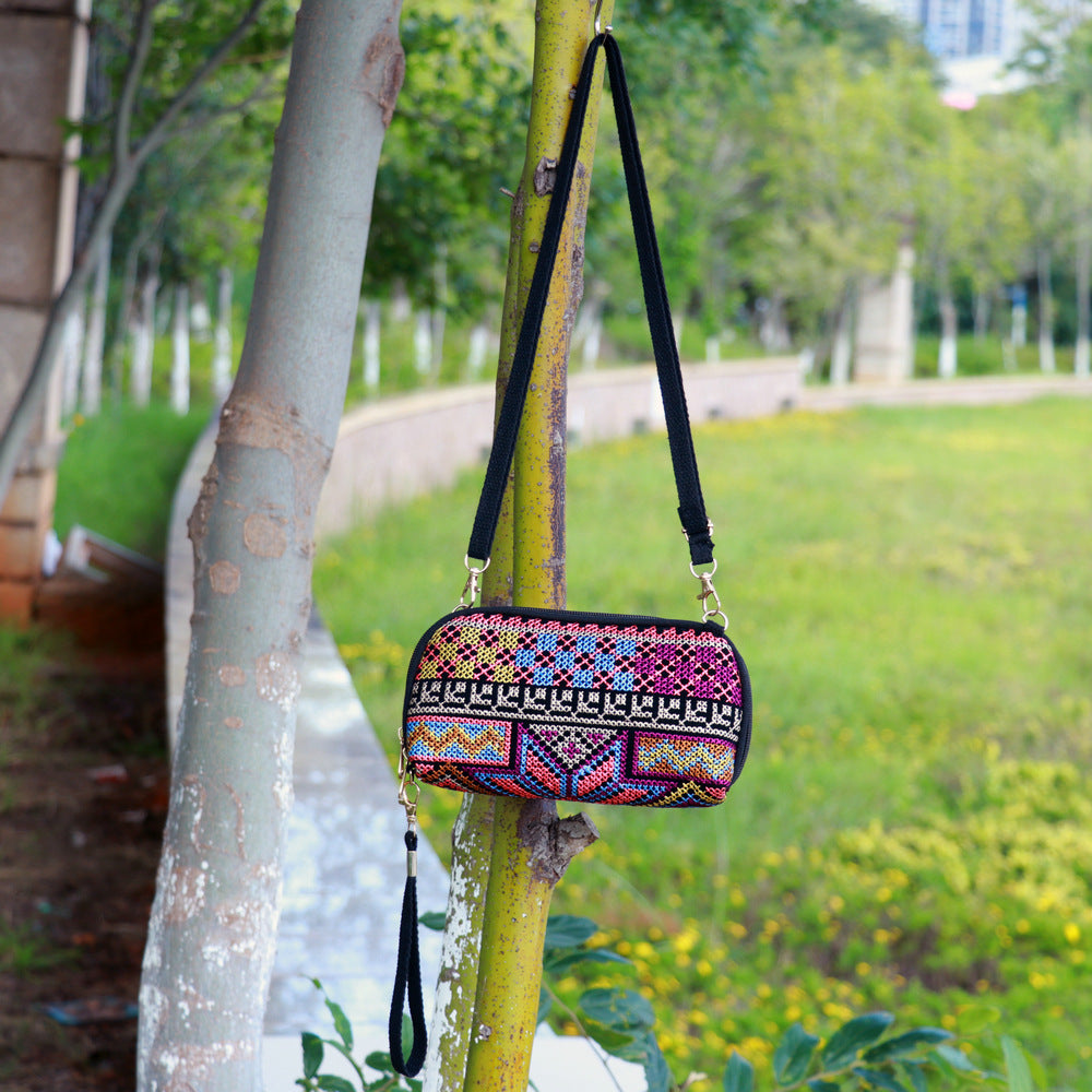 Ethnic Style Handmade Cross Stitch Mobile Female Fashion Phone Bags
