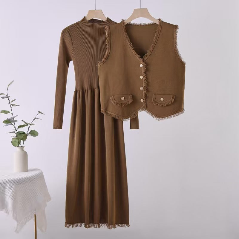 French Tassel Classic Style Dress Two-piece Suits
