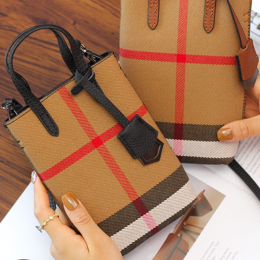 Women's Genuine Leather Texture Vertical Mobile Portable Phone Bags