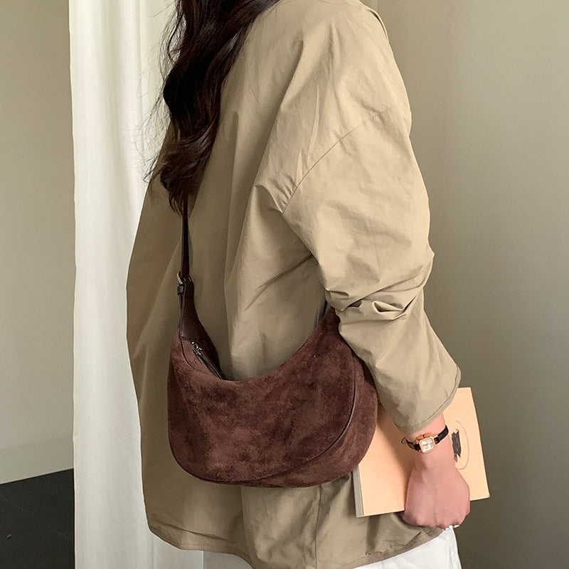 Women's Underarm Retro Style Layer Leather Matte Bags