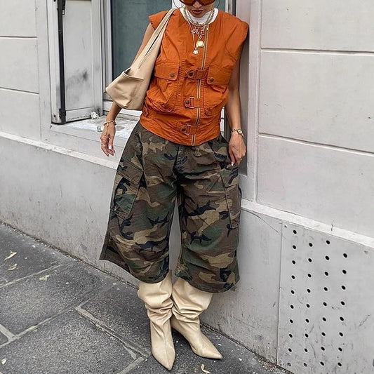 Women's Street Hipster Fashion Casual Camouflage Tooling Pants
