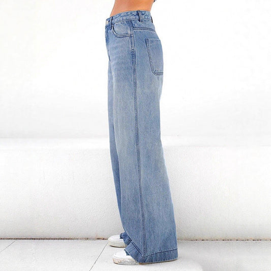 Women's High Waist Loose Wide Legs Mopping Jeans