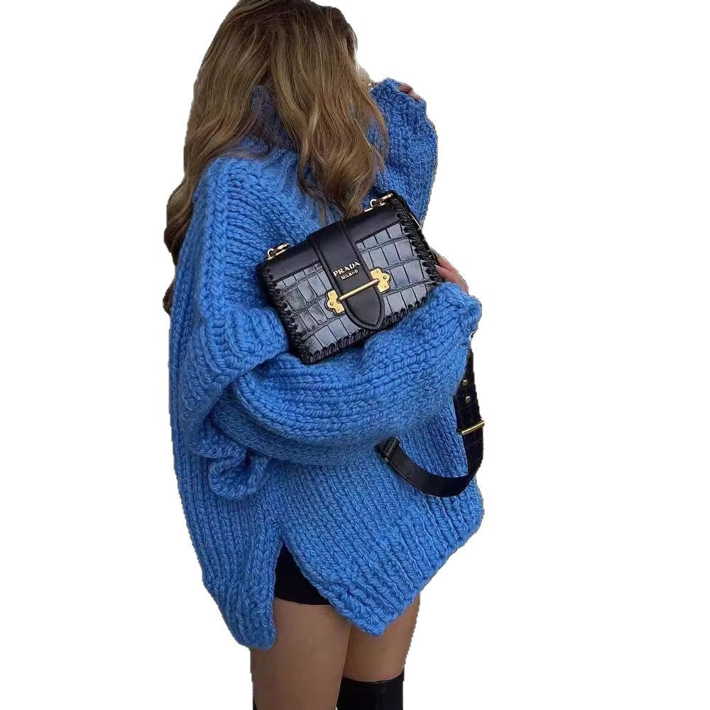 Women's Pullover Fluffy Long Sleeve Turtleneck Sweaters