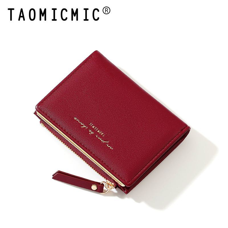 Women's Short Simple Two-fold Zipper Folding Change Ladies Wallets