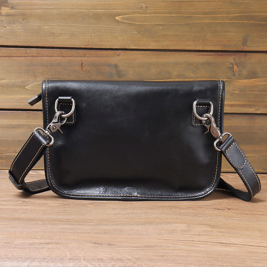 Men's Layer Cowhide Fashion Genuine Leather Trendy Men's Messenger Bags