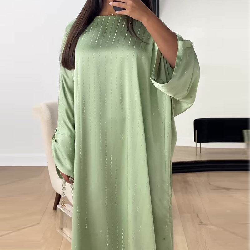Women's Autumn Round Neck Solid Color Loose Casual Dresses