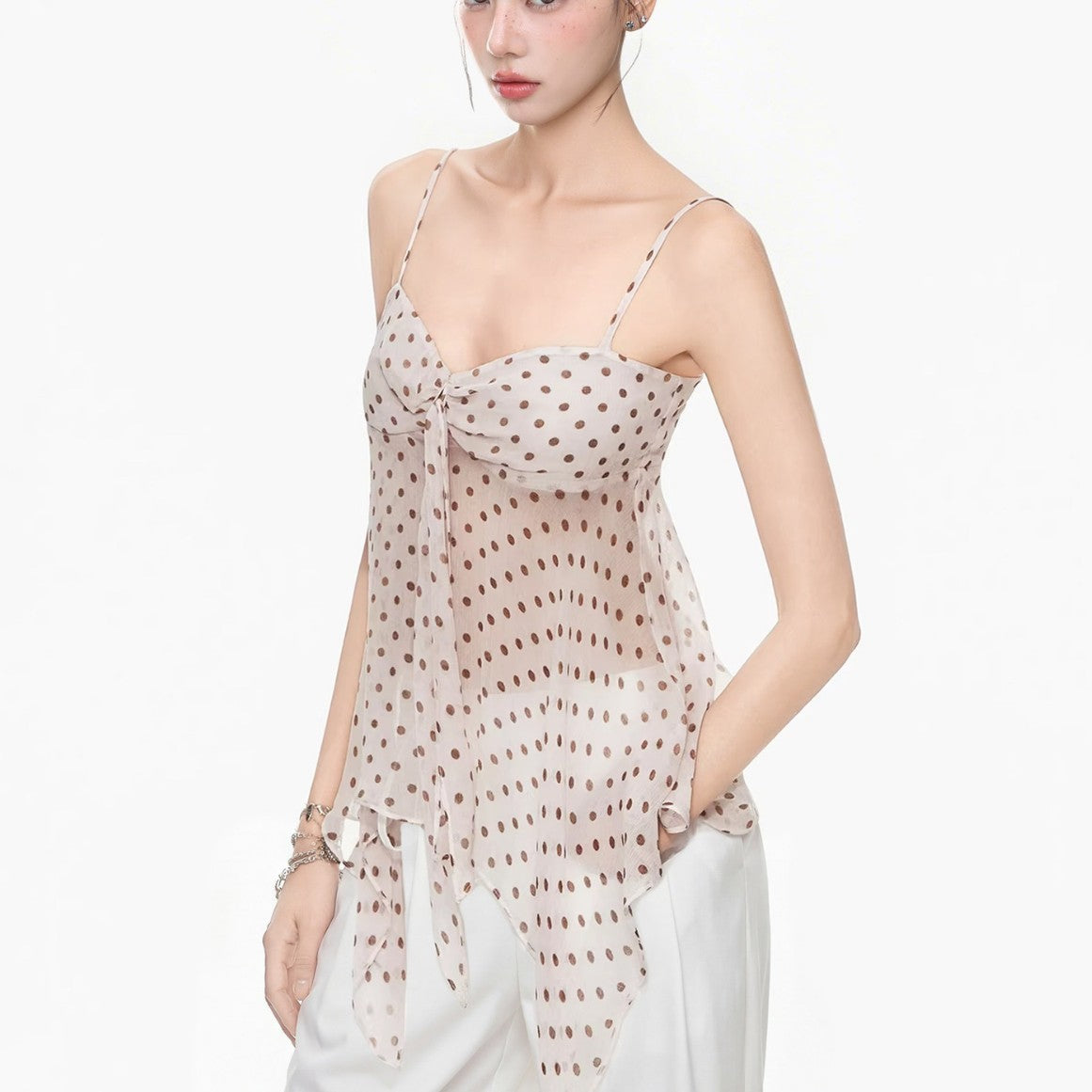 Sling Summer Polka Dot Strapless Backless Tube Women's T-shirt