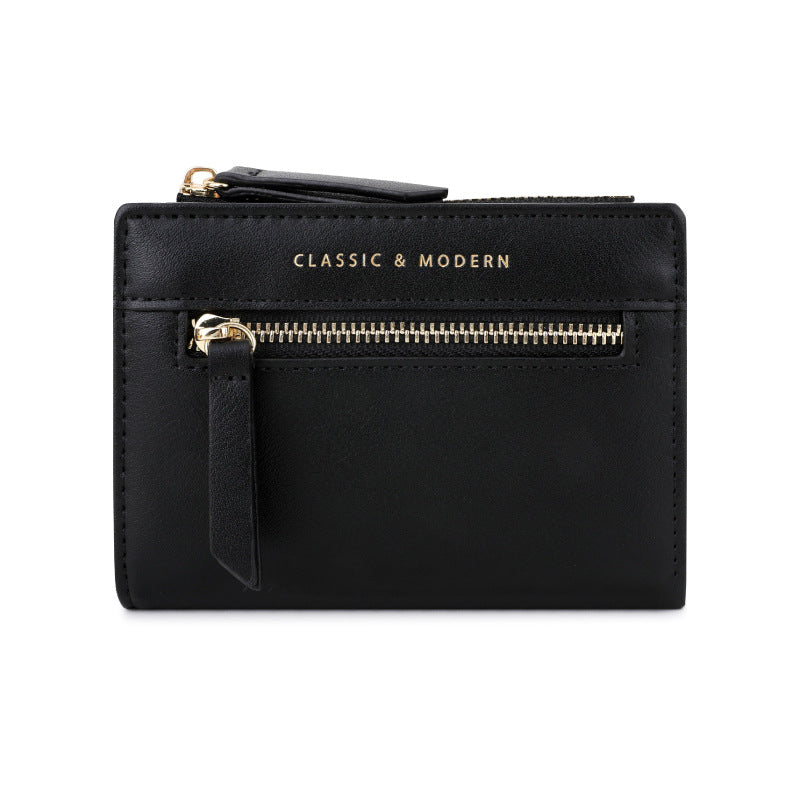 Women's Zipper Folding Short High Sense Design Ladies Wallets