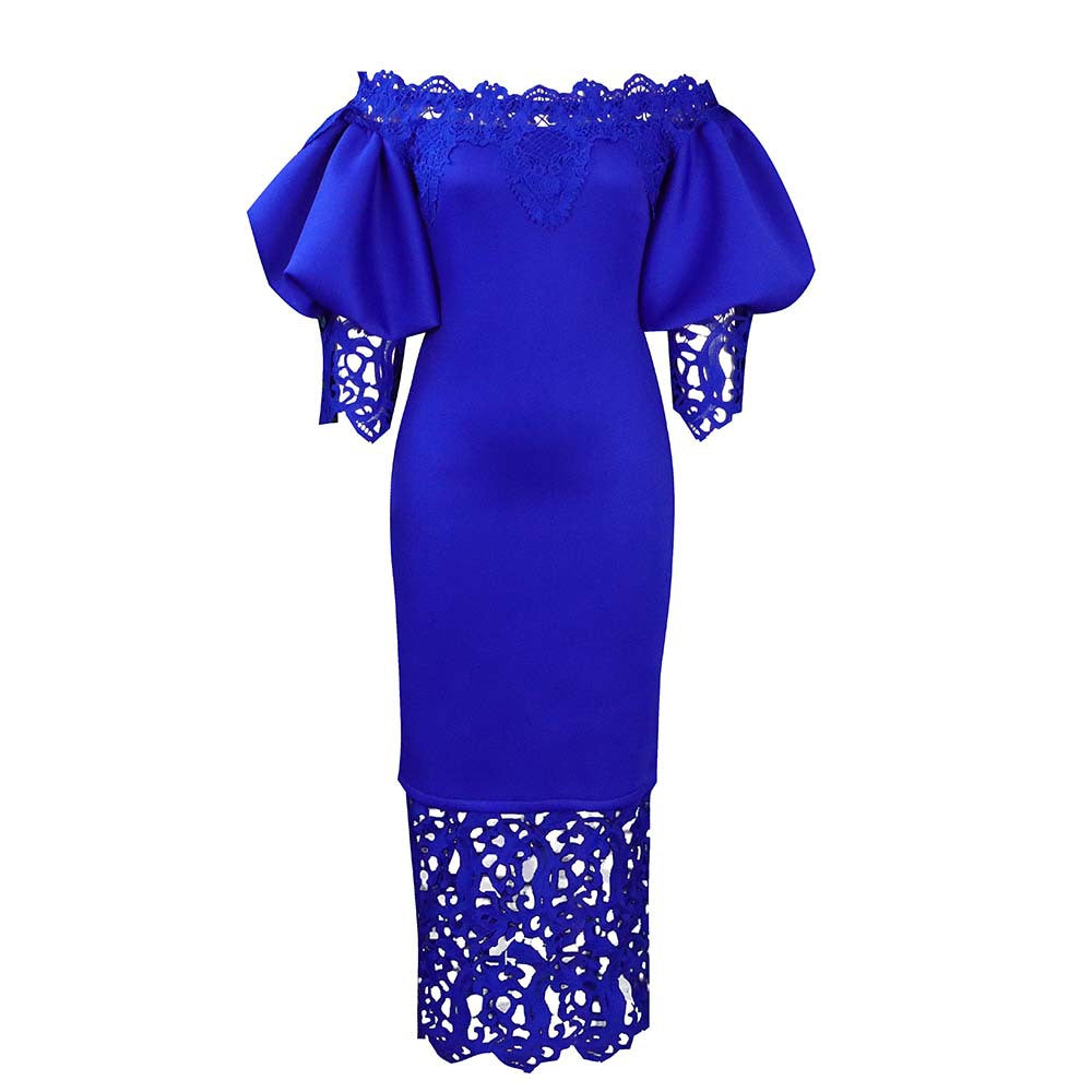 Women's Large Fashionable Elegant Lace Stitching Bridesmaid Dresses