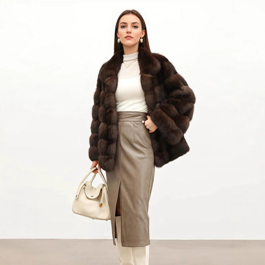 Women's Starry Russian Zibeline Artificial Fur Fashion Coats